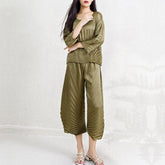 Women's Wide Leg Pleated Two-Piece Set